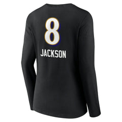 Baltimore Ravens  Lamar Jackson  Women's Team Wordmark Long Sleeve V-Neck T-Shirt