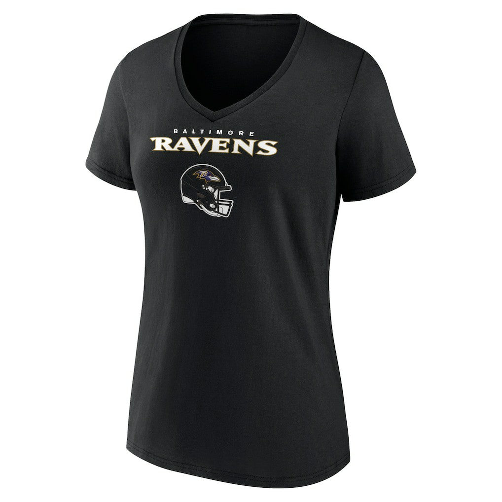 Baltimore Ravens  Lamar Jackson  Women's Team Wordmark Name & Number V-Neck T-Shirt