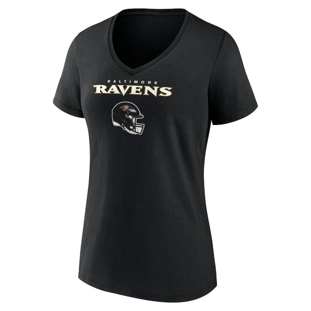 Baltimore Ravens  Lamar Jackson  Women's Team Wordmark Name & Number V-Neck T-Shirt
