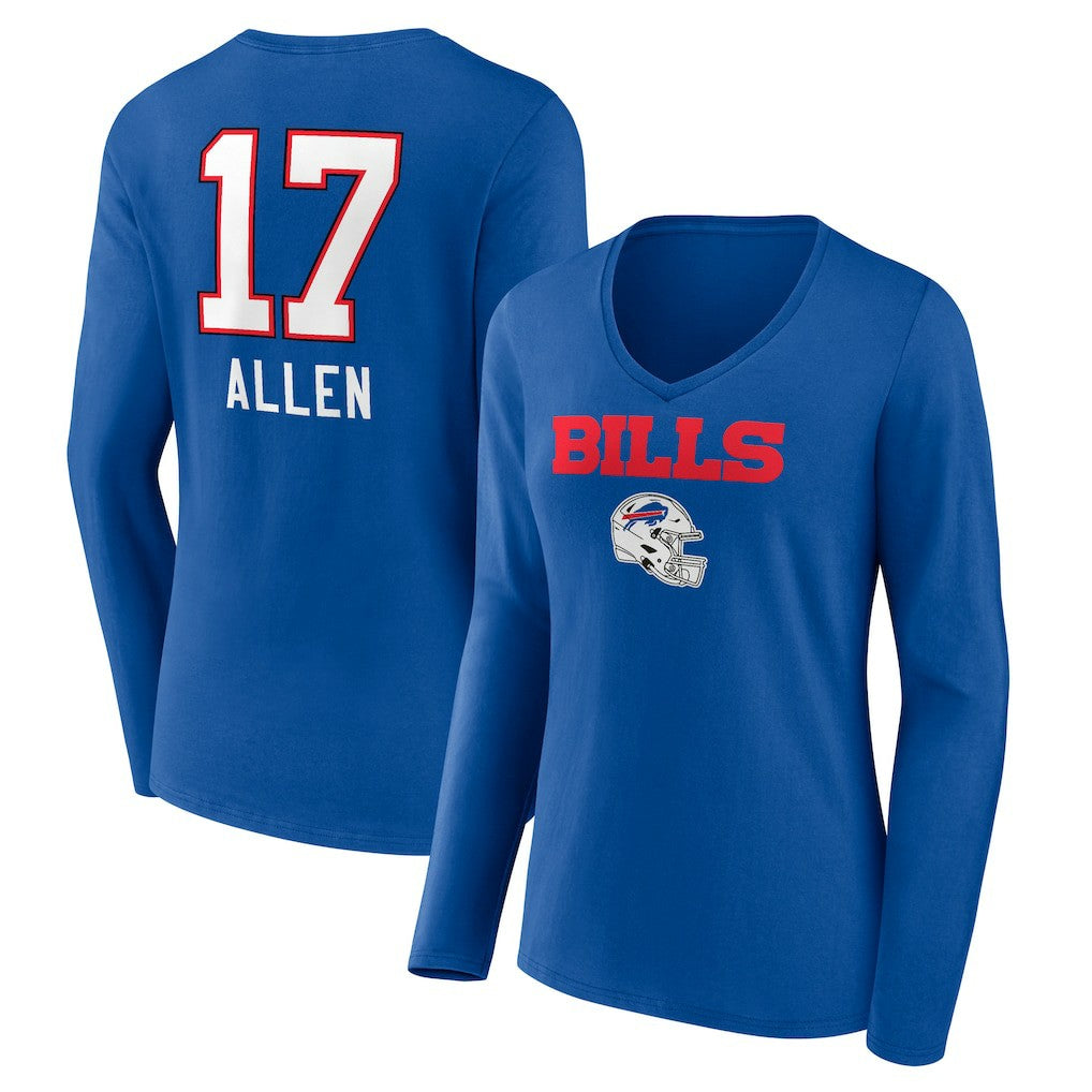 Buffalo Bills  Josh Allen  Women's Team Wordmark Long Sleeve V-Neck T-Shirt