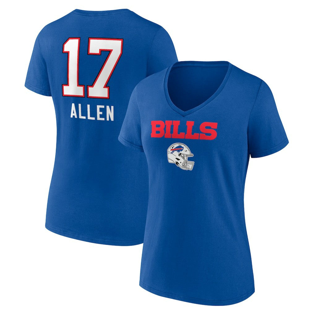 Buffalo Bills  Josh Allen  Women's Team Wordmark Name & Number V-Neck T-Shirt