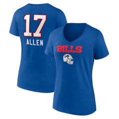 Buffalo Bills  Josh Allen  Women's Team Wordmark Name & Number V-Neck T-Shirt