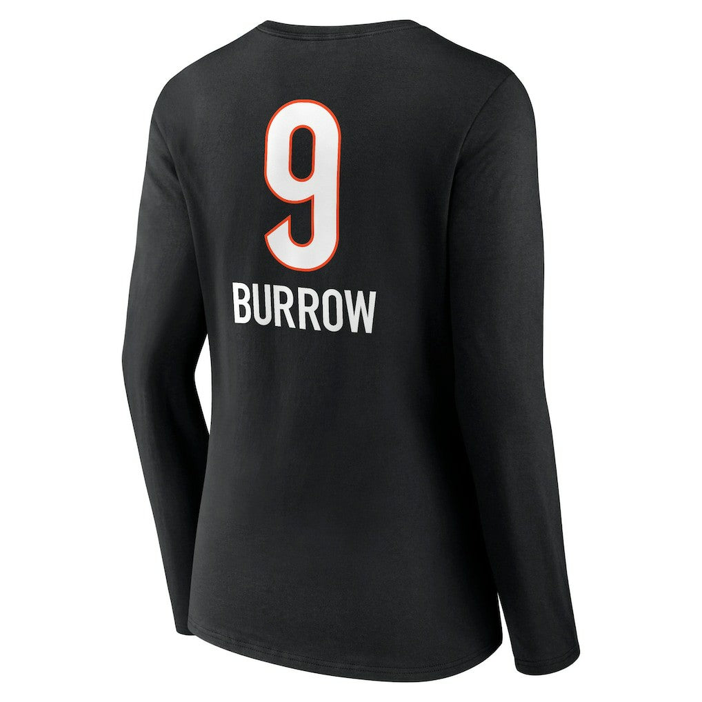 Cincinnati Bengals  Joe Burrow  Women's Team Wordmark Long Sleeve V-Neck T-Shirt