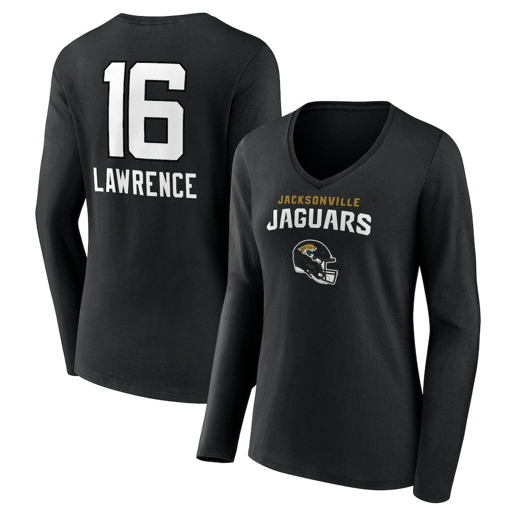 Jacksonville Jaguars  Trevor Lawrence  Women's Team Wordmark Long Sleeve V-Neck T-Shirt