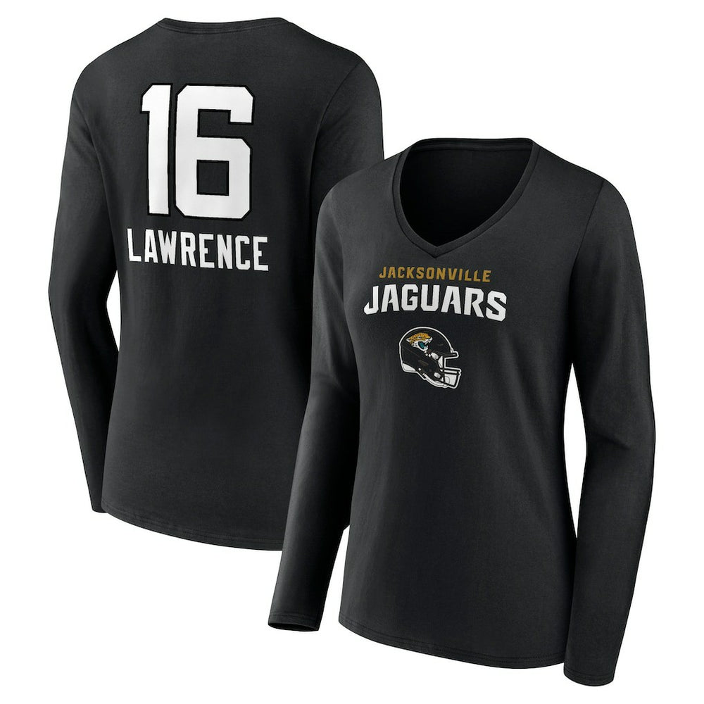 Jacksonville Jaguars  Trevor Lawrence  Women's Team Wordmark Long Sleeve V-Neck T-Shirt