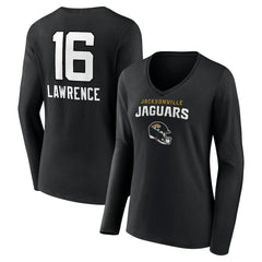 Jacksonville Jaguars  Trevor Lawrence  Women's Team Wordmark Long Sleeve V-Neck T-Shirt