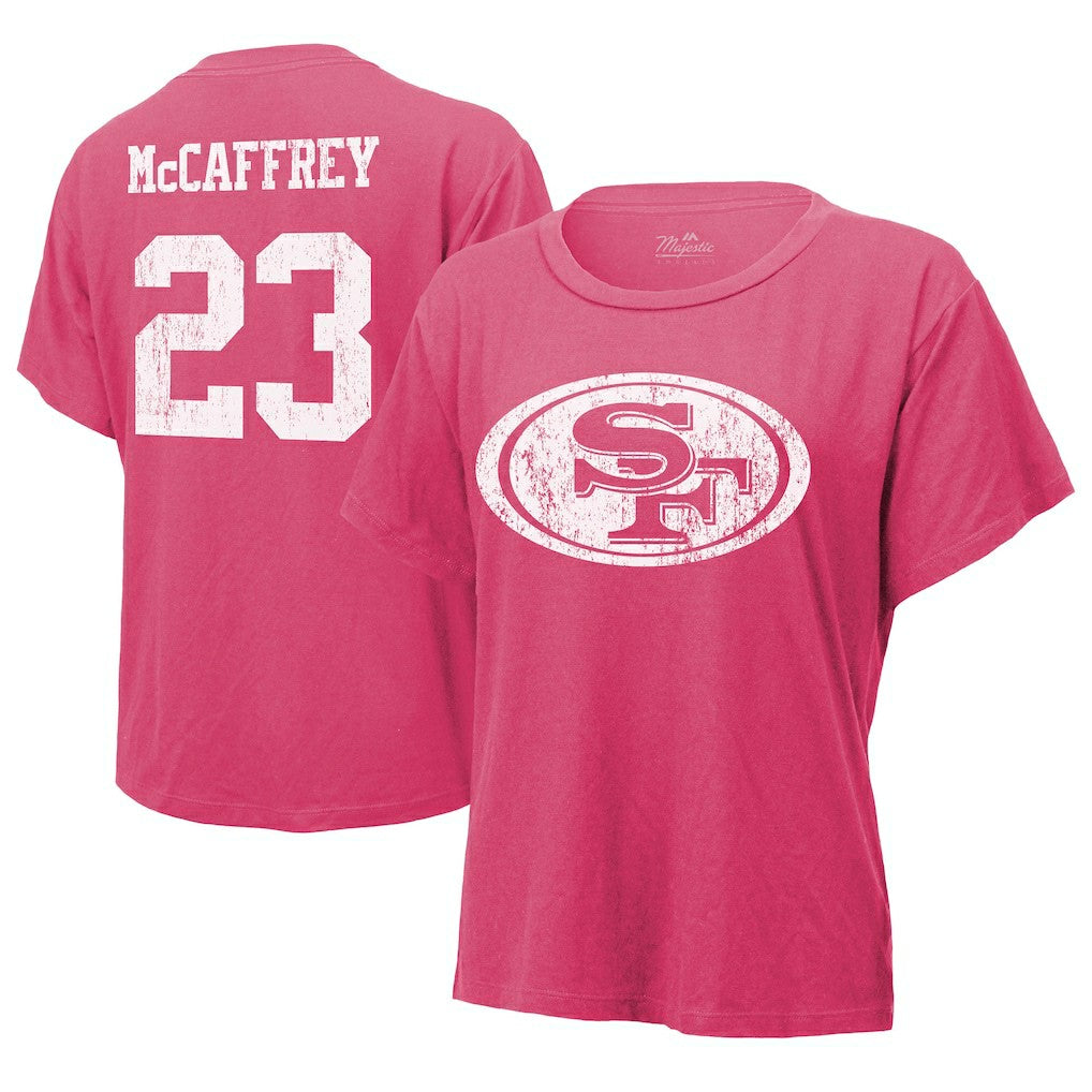 San Francisco 49ers  Christian McCaffrey  Majestic Threads Women's Name & Number T-Shirt