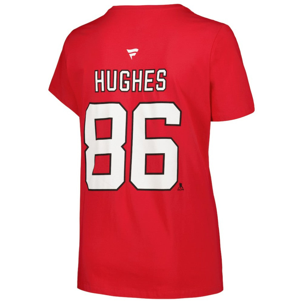 Jack Hughes New Jersey Devils Fanatics Women's Plus Size Name & Number T-Shirt Outlet