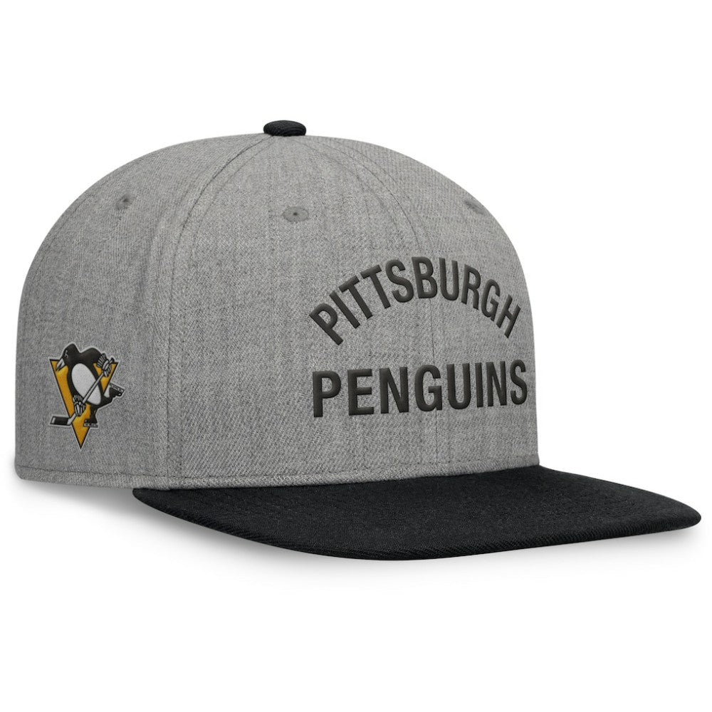 Pittsburgh Penguins Fanatics Elements Flat Brim Leather Strapback Hat On Sale