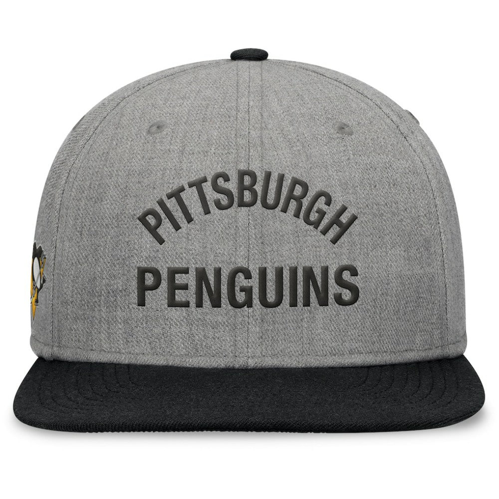 Pittsburgh Penguins Fanatics Elements Flat Brim Leather Strapback Hat On Sale