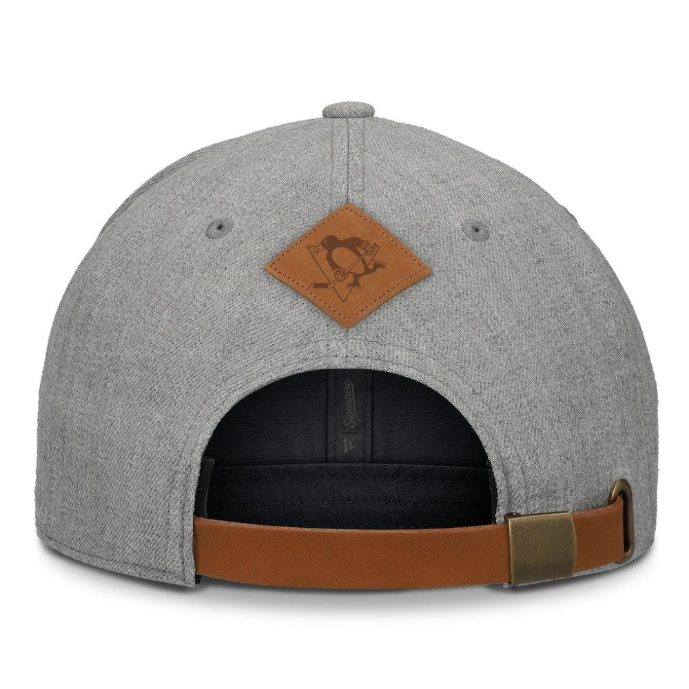 Pittsburgh Penguins Fanatics Elements A-Frame Leather Strapback Hat Sale