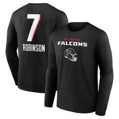 Atlanta Falcons  Bijan Robinson  Team Wordmark Name & Number Long Sleeve T-Shirt
