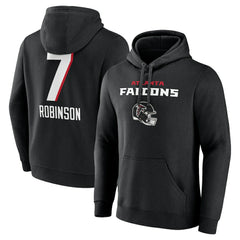 Atlanta Falcons  Bijan Robinson  Team Wordmark Name & Number Pullover Hoodie