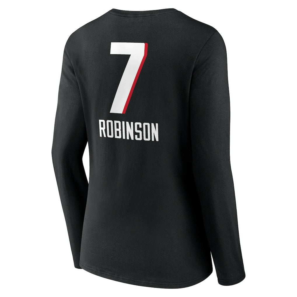 Atlanta Falcons  Bijan Robinson  Women's Team Wordmark Name & Number Long Sleeve V-Neck T-Shirt