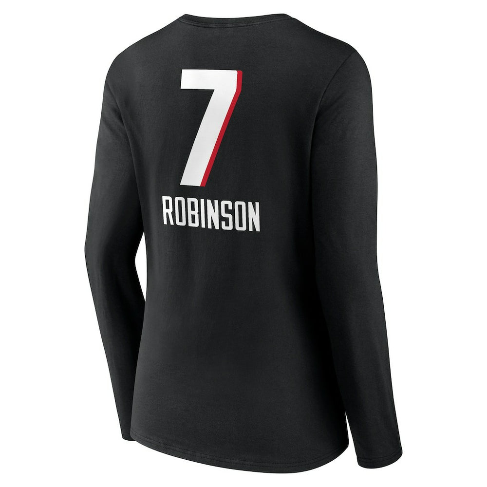 Atlanta Falcons  Bijan Robinson  Women's Team Wordmark Name & Number Long Sleeve V-Neck T-Shirt