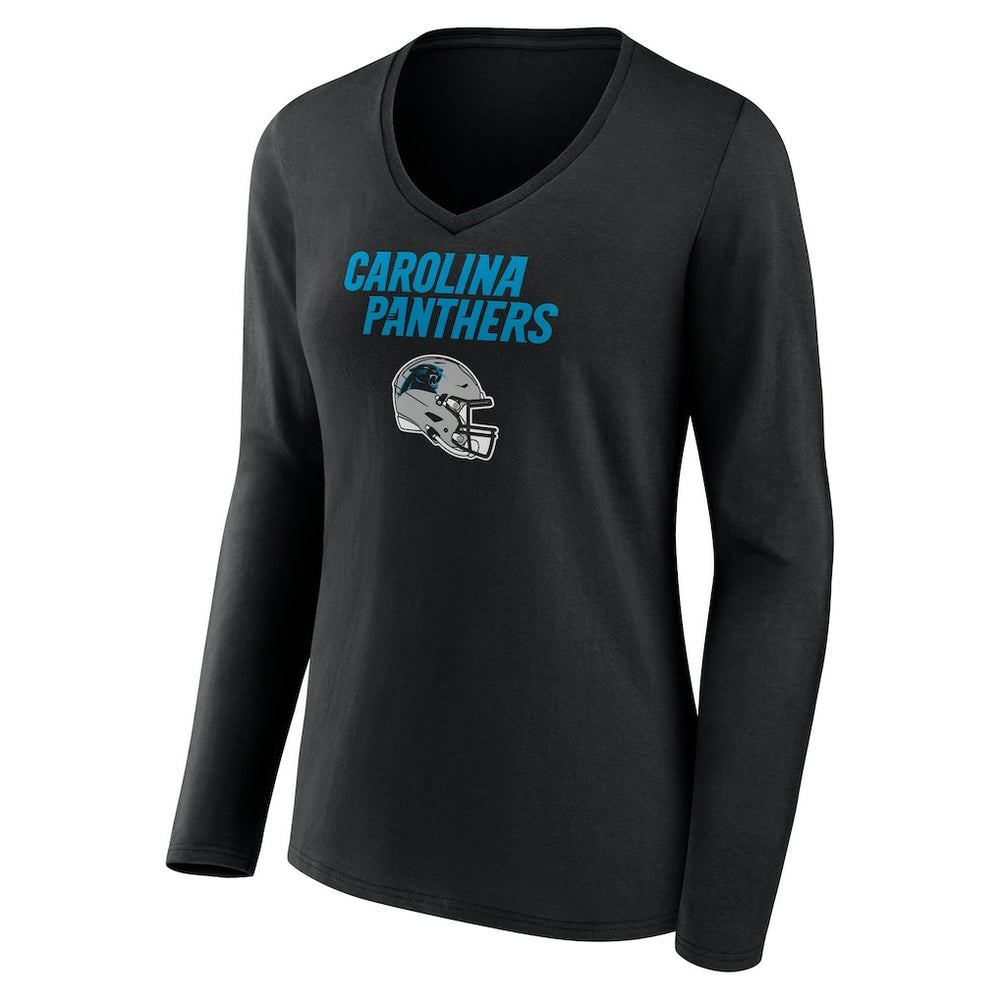 Carolina Panthers  Bryce Young  Women's Team Wordmark Name & Number Long Sleeve V-Neck T-Shirt