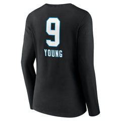 Carolina Panthers  Bryce Young  Women's Team Wordmark Name & Number Long Sleeve V-Neck T-Shirt