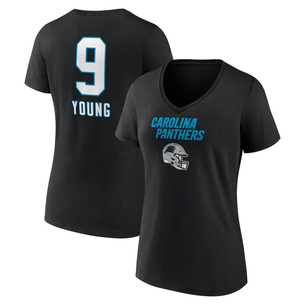 Carolina Panthers  Bryce Young  Women's Team Wordmark Name & Number V-Neck T-Shirt