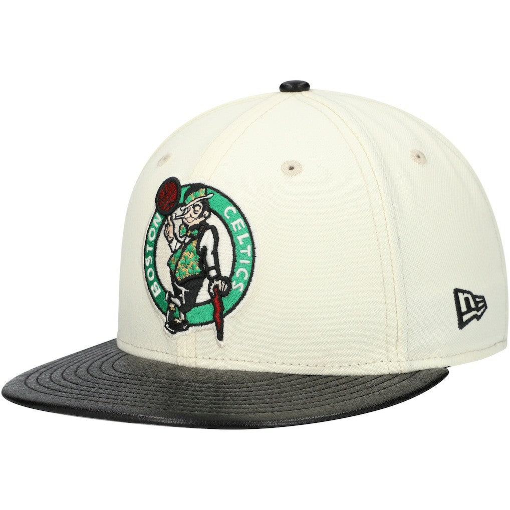 Boston Celtics Faux Leather Visor Two-Tone 59FIFTY Fitted Hat New