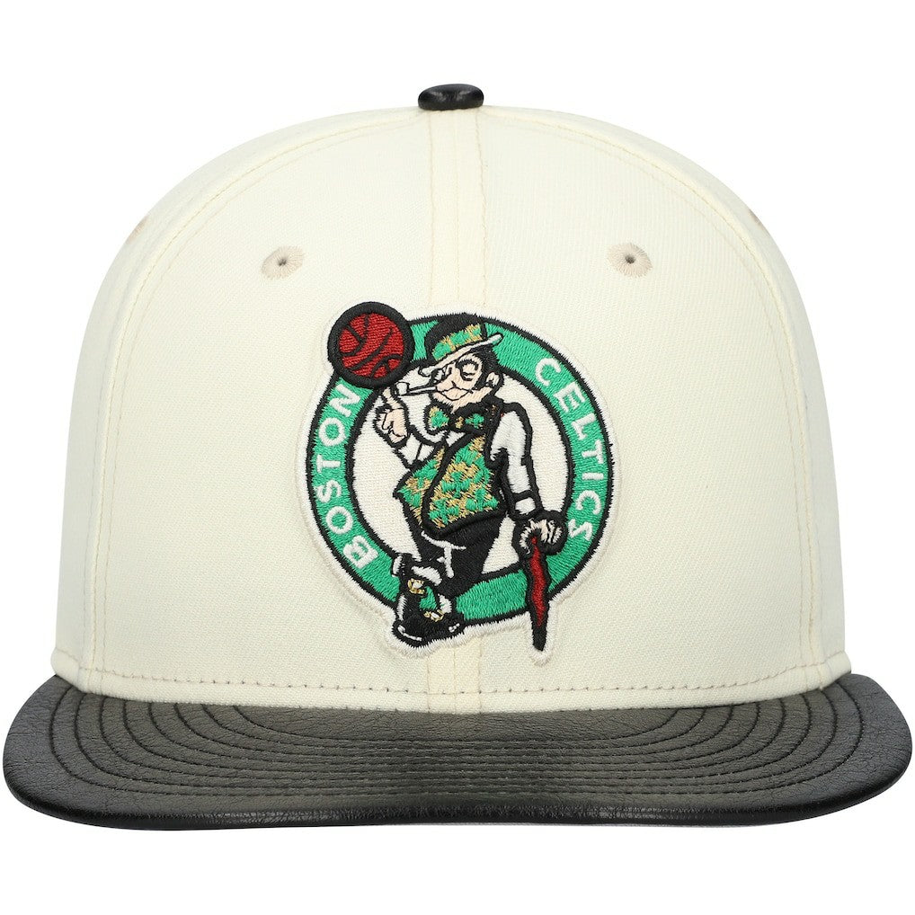 Boston Celtics Faux Leather Visor Two-Tone 59FIFTY Fitted Hat New