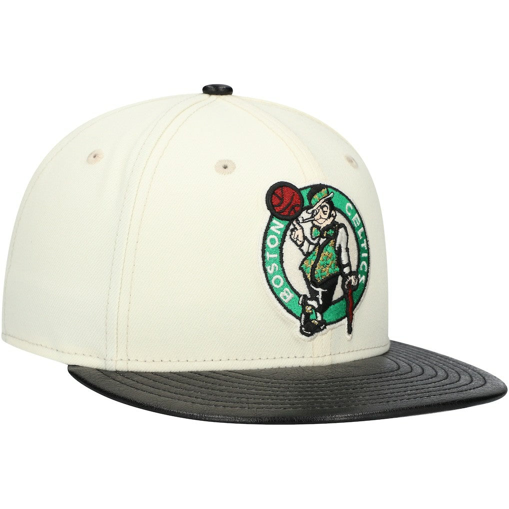 Boston Celtics Faux Leather Visor Two-Tone 59FIFTY Fitted Hat New