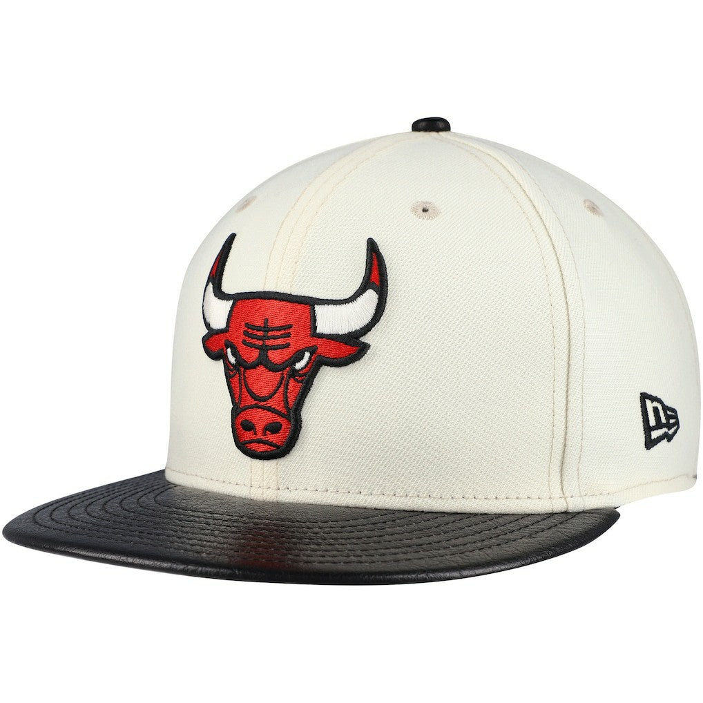 Chicago Bulls Faux Leather Visor Two-Tone 59FIFTY Fitted Hat For Sale