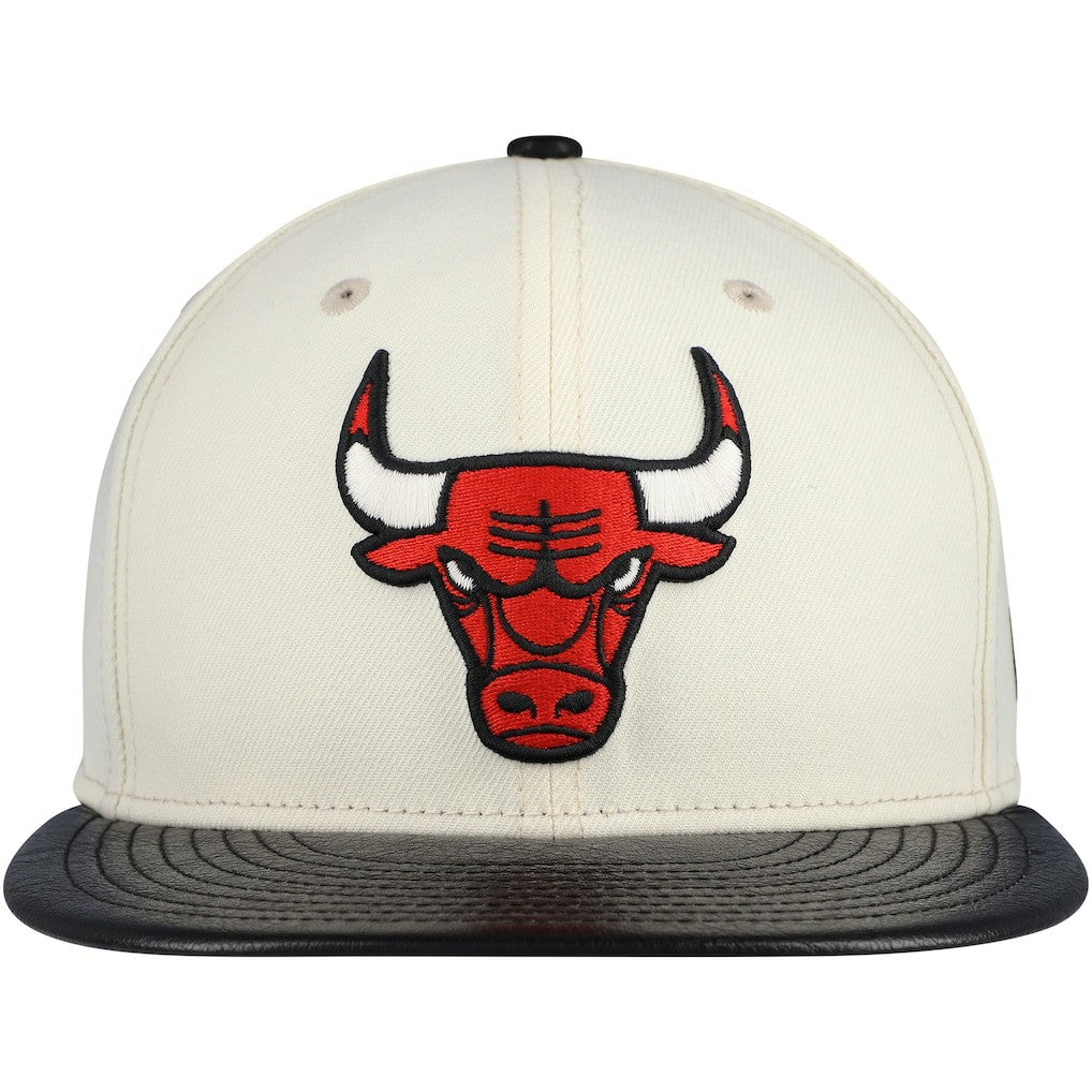 Chicago Bulls Faux Leather Visor Two-Tone 59FIFTY Fitted Hat For Sale