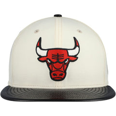 Chicago Bulls Faux Leather Visor Two-Tone 59FIFTY Fitted Hat For Sale