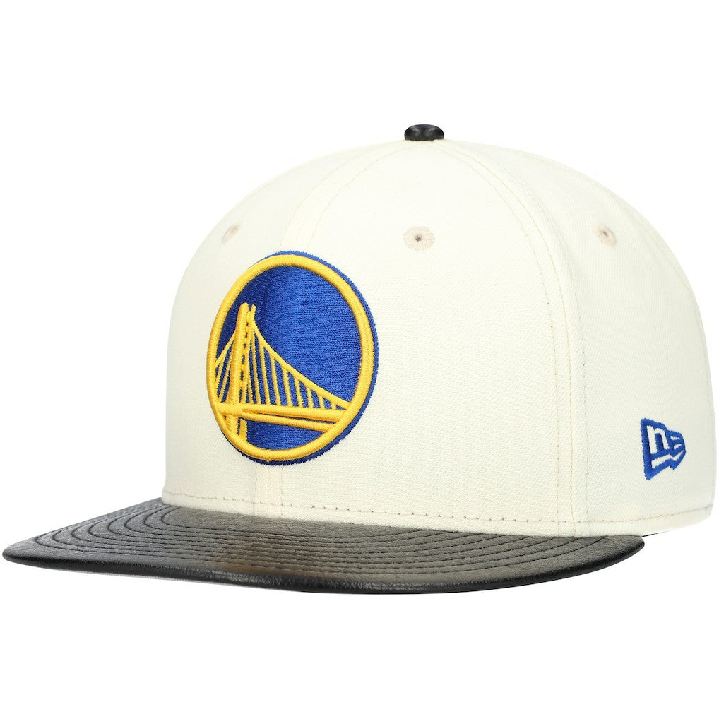 Golden State Warriors Faux Leather Visor Two-Tone 59FIFTY Fitted Hat sale For Sale