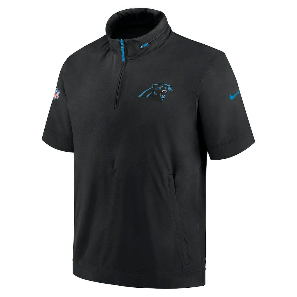 Carolina Panthers Nike 2024 Sideline Coach Short Sleeve Half-Zip Hoodie Jacket