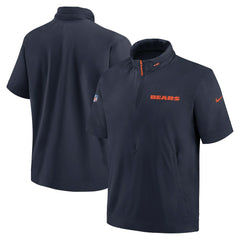Chicago Bears Nike 2024 Sideline Coach Short Sleeve Half-Zip Hoodie Jacket