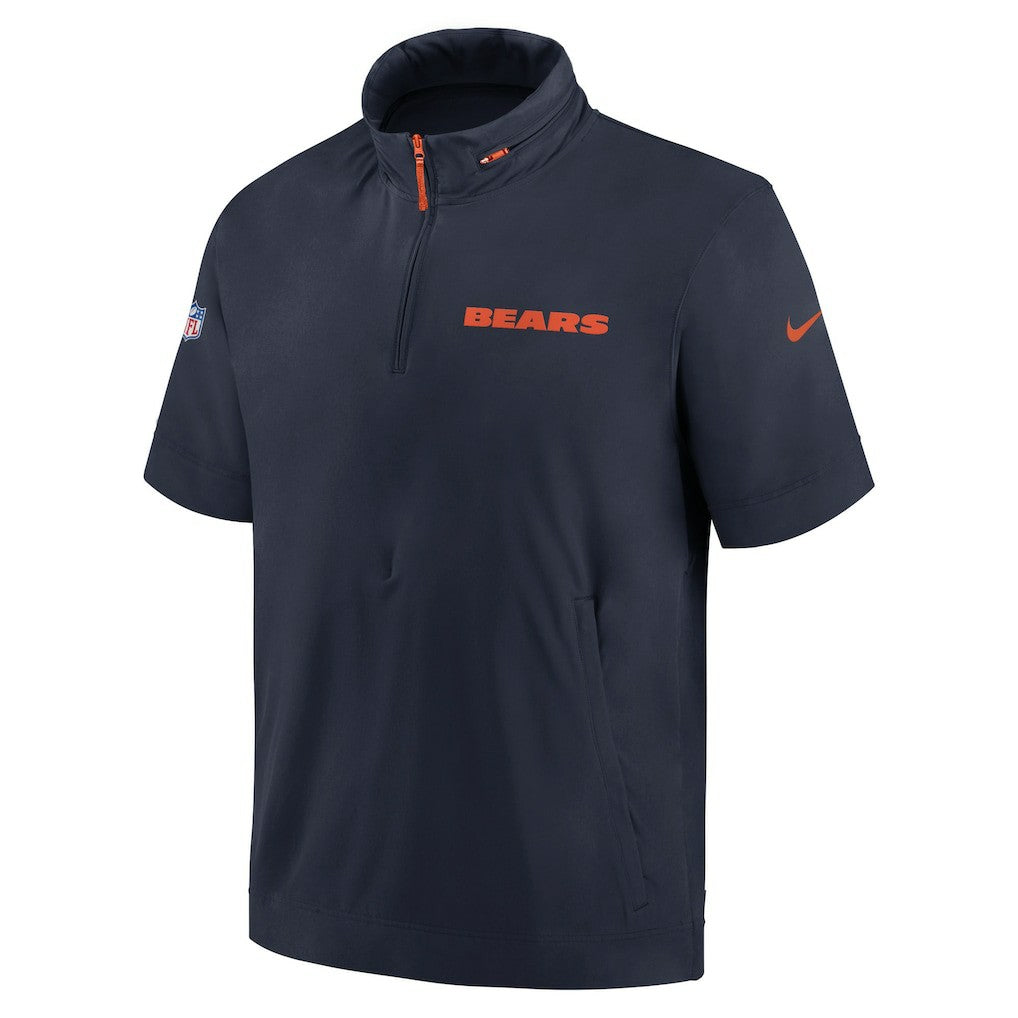 Chicago Bears Nike 2024 Sideline Coach Short Sleeve Half-Zip Hoodie Jacket