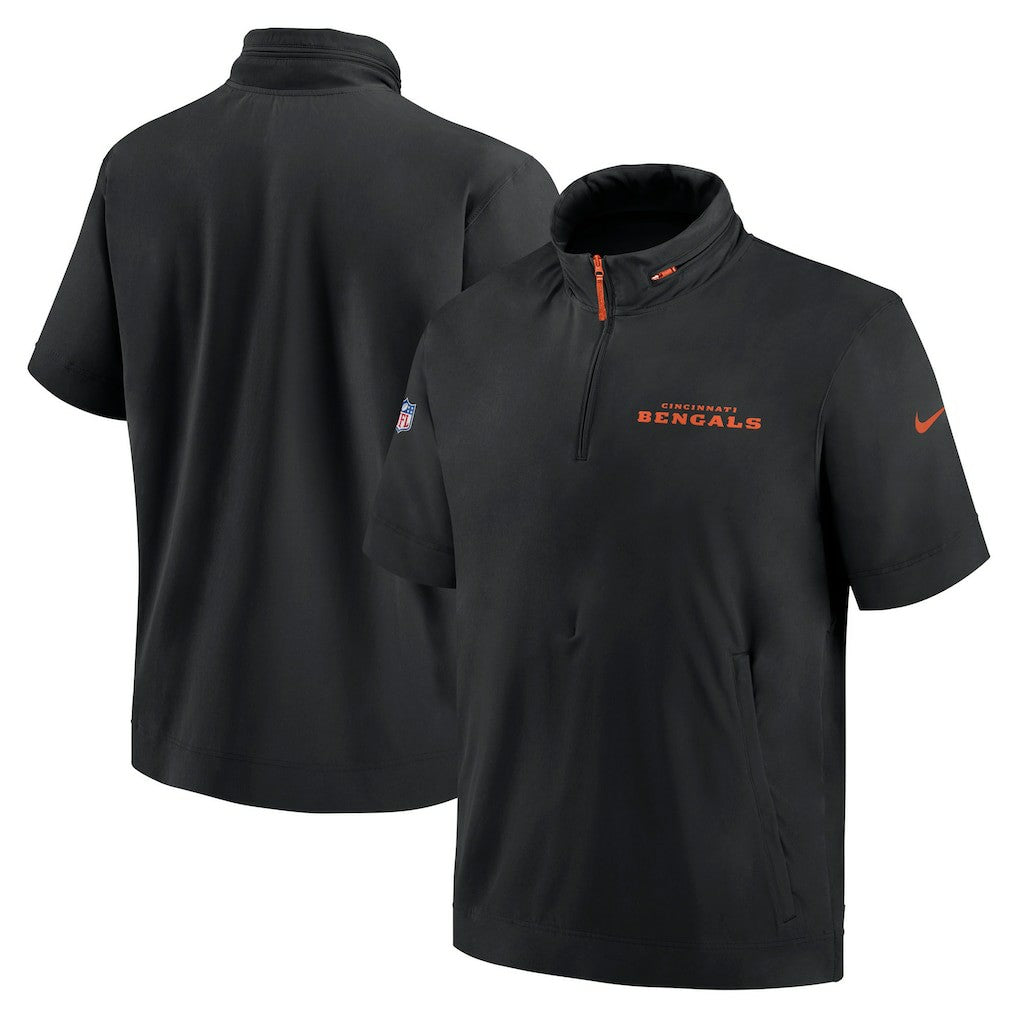 Cincinnati Bengals Nike 2024 Sideline Coach Short Sleeve Half-Zip Hoodie Jacket