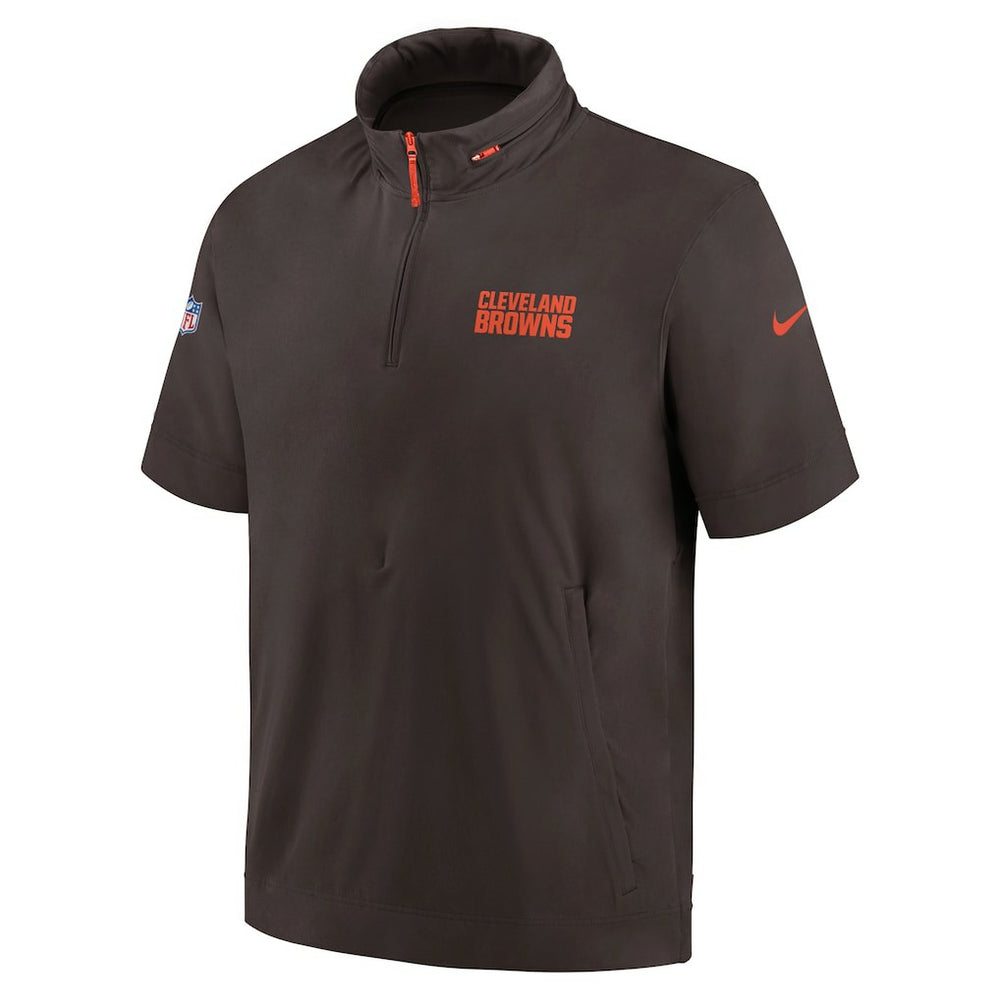 Cleveland Browns Nike 2024 Sideline Coach Short Sleeve Half-Zip Hoodie Jacket