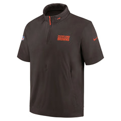 Cleveland Browns Nike 2024 Sideline Coach Short Sleeve Half-Zip Hoodie Jacket