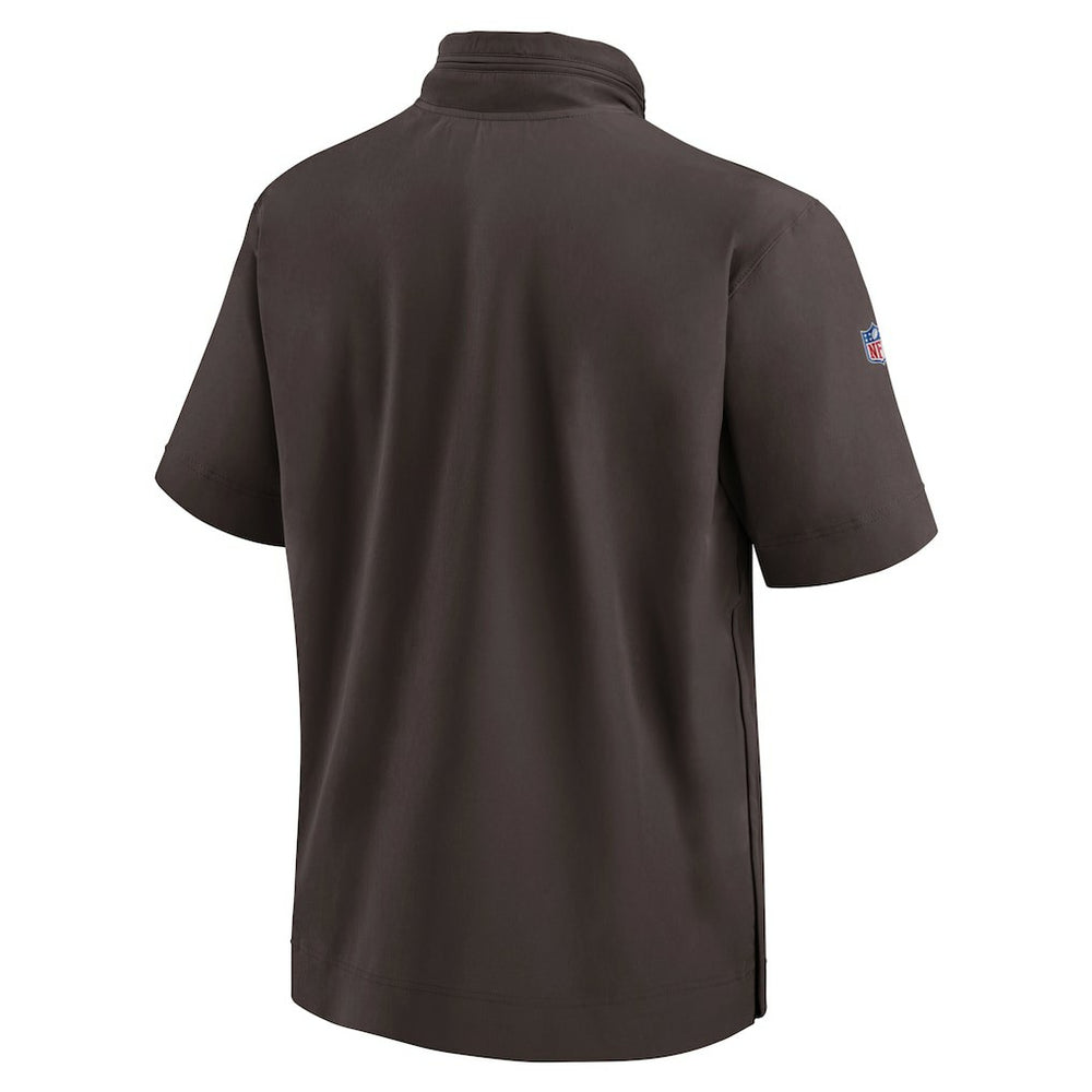 Cleveland Browns Nike 2024 Sideline Coach Short Sleeve Half-Zip Hoodie Jacket