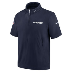Dallas Cowboys Nike 2024 Sideline Coach Short Sleeve Half-Zip Hoodie Jacket