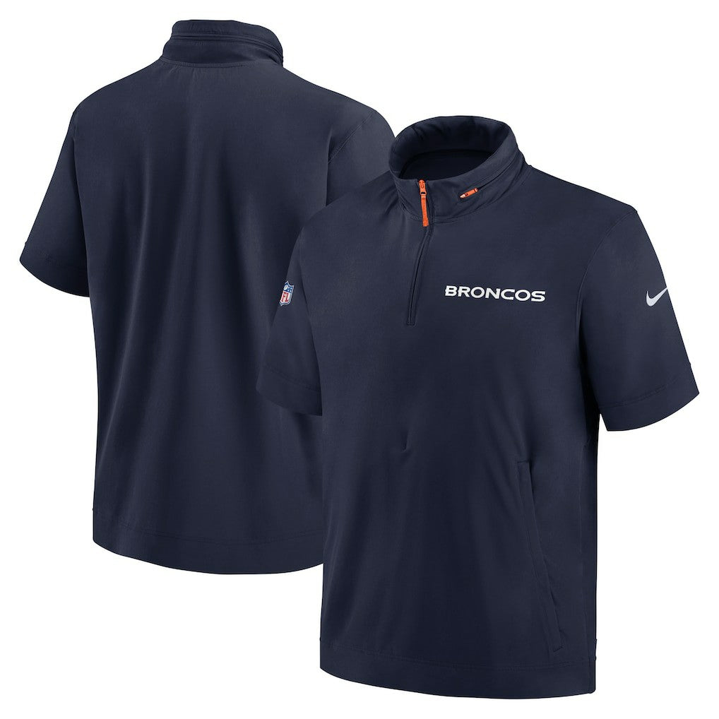 Denver Broncos Nike 2024 Sideline Coach Short Sleeve Half-Zip Hoodie Jacket