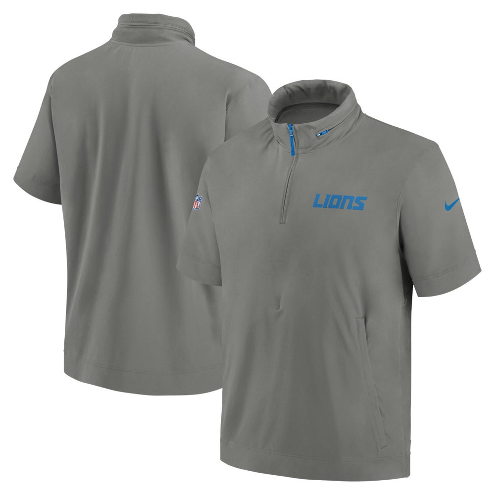 Detroit Lions Nike 2024 Sideline Coach Short Sleeve Half-Zip Hoodie Jacket