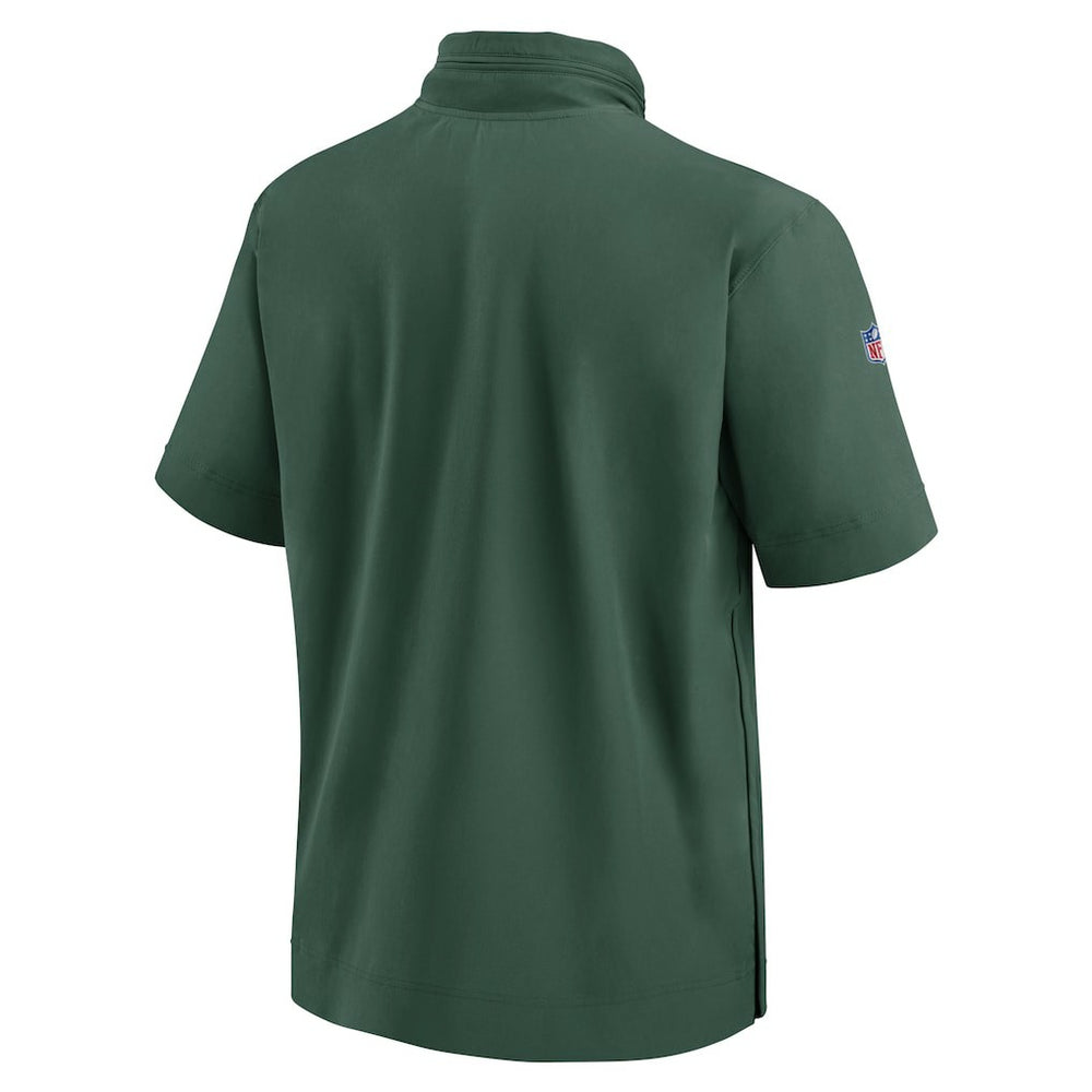 Green Bay Packers Nike 2024 Sideline Coach Short Sleeve Half-Zip Hoodie Jacket
