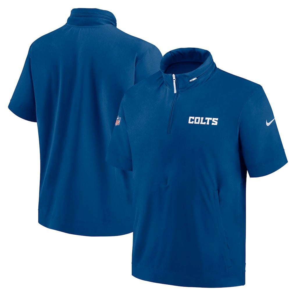 Indianapolis Colts Nike 2024 Sideline Coach Short Sleeve Half-Zip Hoodie Jacket