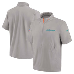 Miami Dolphins Nike 2024 Sideline Coach Short Sleeve Half-Zip Hoodie Jacket
