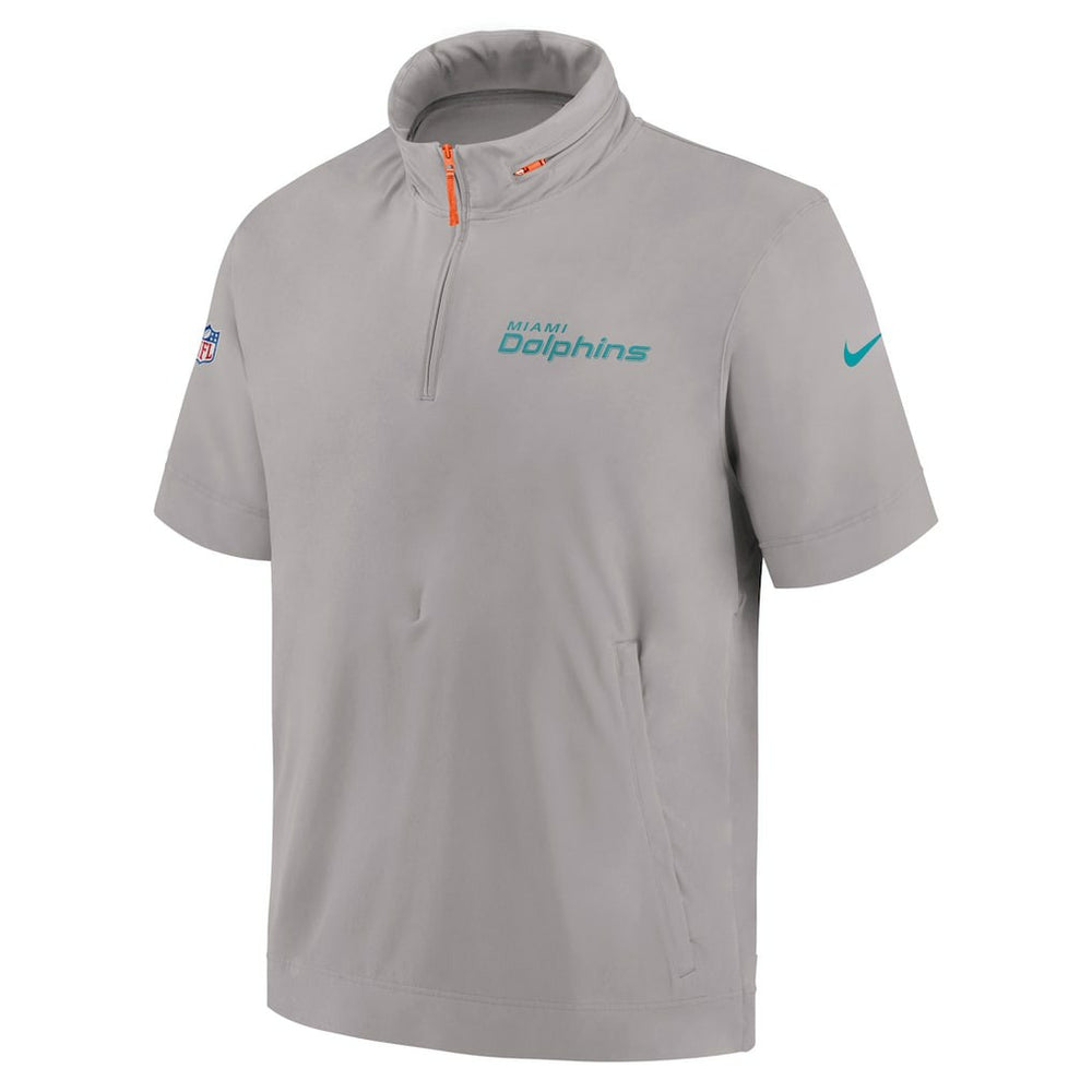 Miami Dolphins Nike 2024 Sideline Coach Short Sleeve Half-Zip Hoodie Jacket