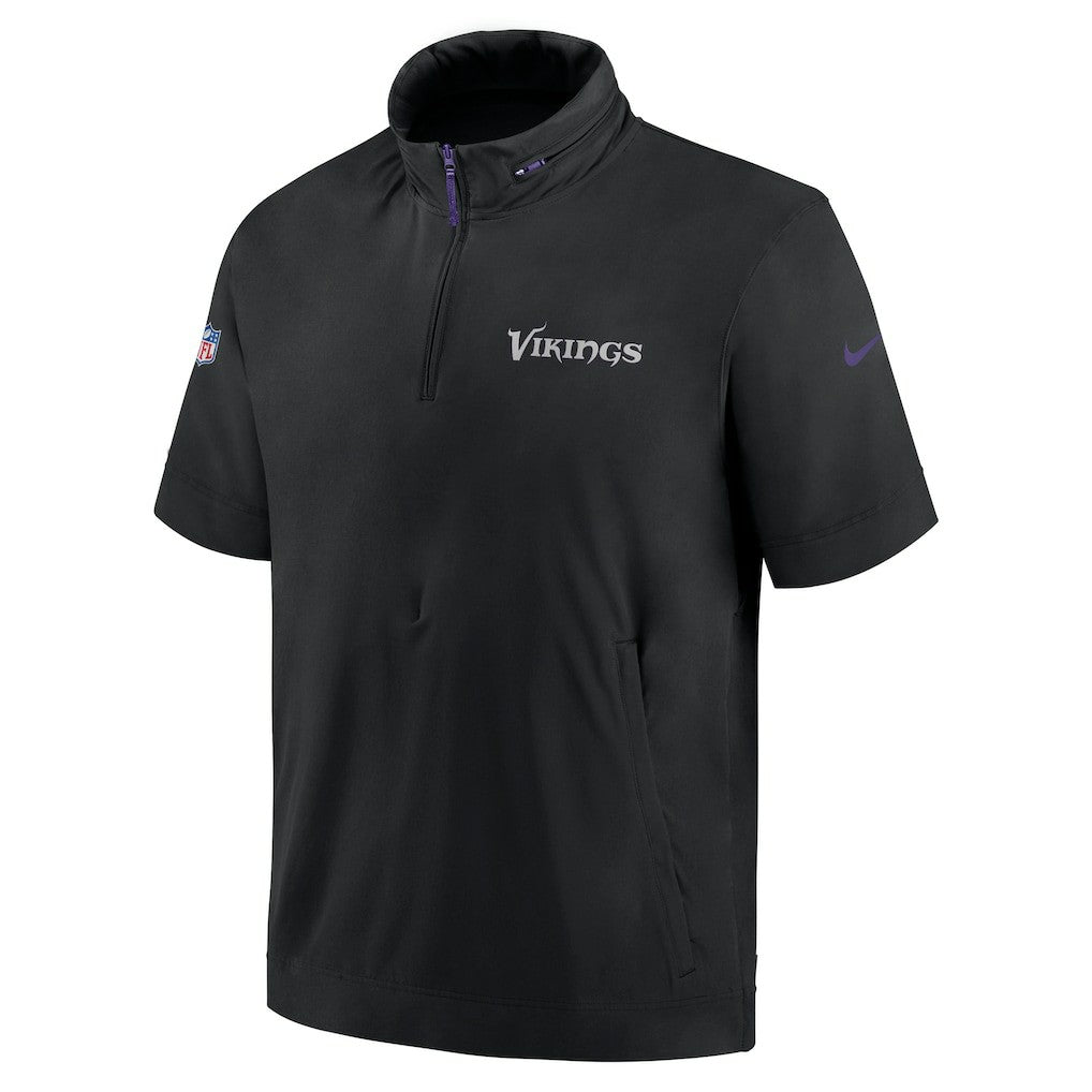 Minnesota Vikings Nike 2024 Sideline Coach Short Sleeve Half-Zip Hoodie Jacket