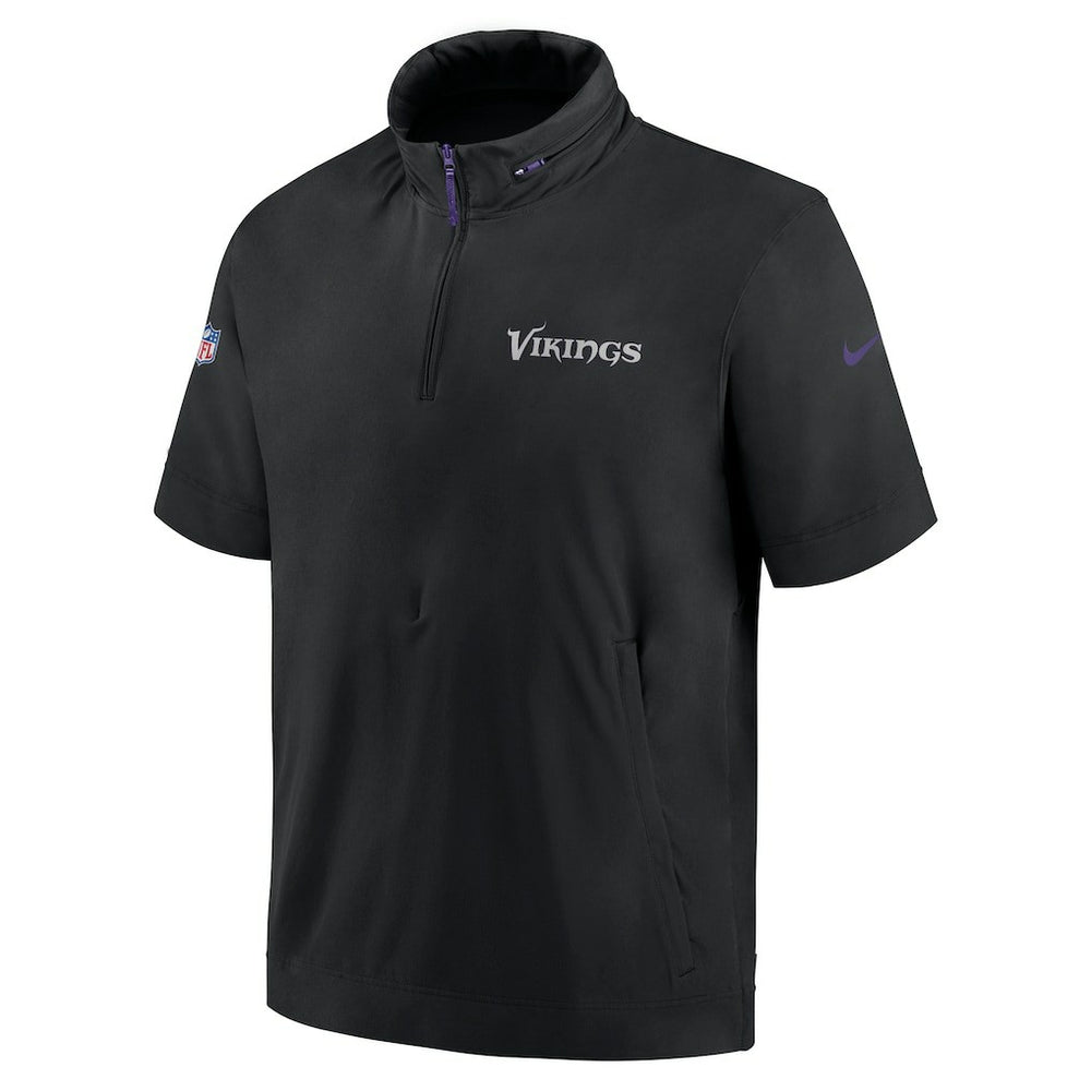 Minnesota Vikings Nike 2024 Sideline Coach Short Sleeve Half-Zip Hoodie Jacket
