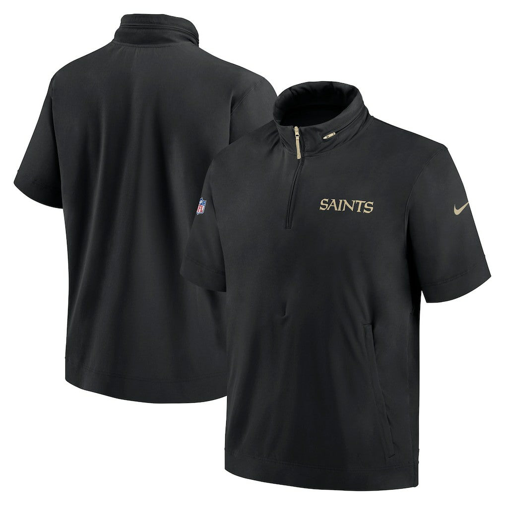 New Orleans Saints Nike 2024 Sideline Coach Short Sleeve Half-Zip Hoodie Jacket