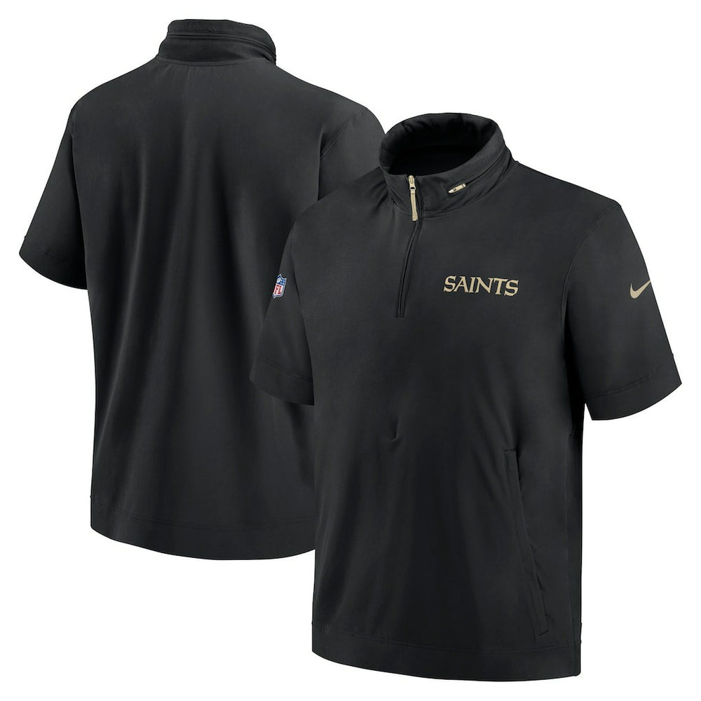 New Orleans Saints Nike 2024 Sideline Coach Short Sleeve Half-Zip Hoodie Jacket