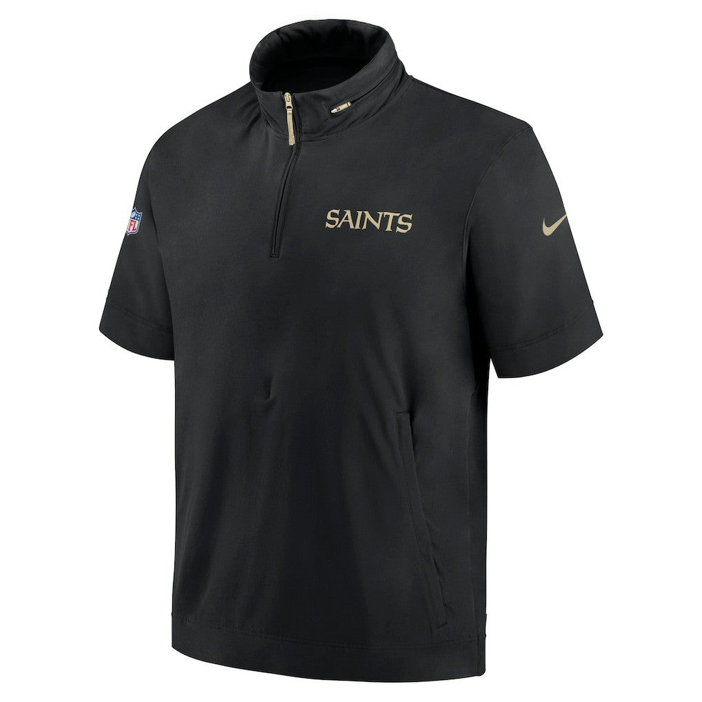 New Orleans Saints Nike 2024 Sideline Coach Short Sleeve Half-Zip Hoodie Jacket