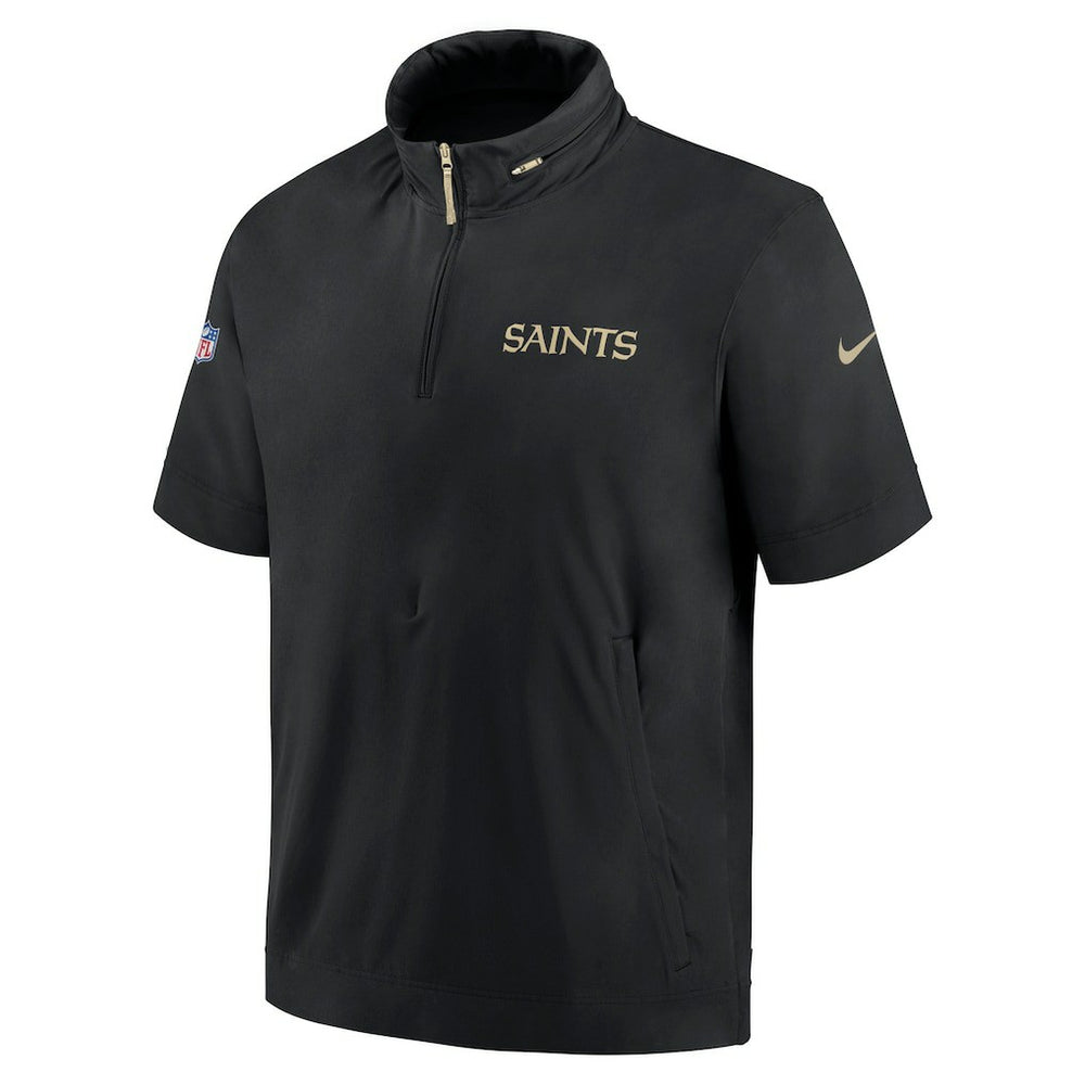 New Orleans Saints Nike 2024 Sideline Coach Short Sleeve Half-Zip Hoodie Jacket
