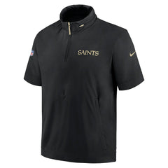 New Orleans Saints Nike 2024 Sideline Coach Short Sleeve Half-Zip Hoodie Jacket